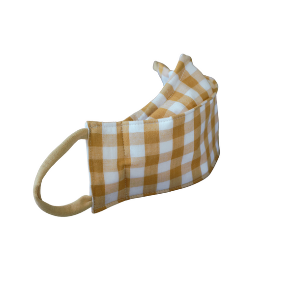 Mustard Gingham 3D Face Mask - Gertrude and the King